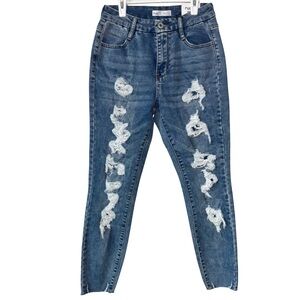 Rue 21 | Curvy High-Rise Ankle Jeggings Stretch Jeans Distressed Stretch Denim 8